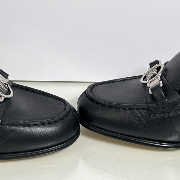 Michael Kors Black Leather Loafer Hattie Mid Shoe Size 7.5M Block Heel MSRP $168 - Picture 12 of 16
